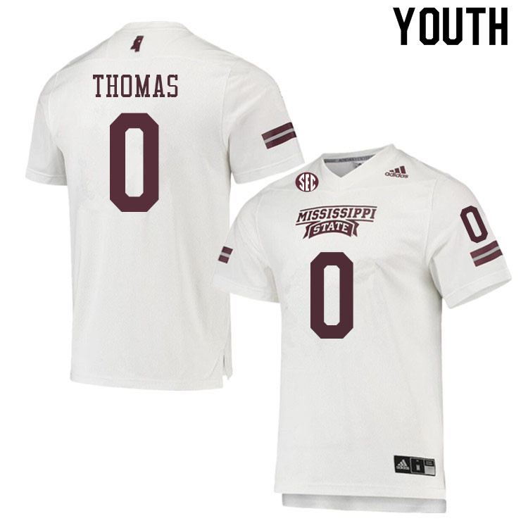 Youth #0 Rara Thomas Mississippi State Bulldogs College Football Jerseys Sale-White